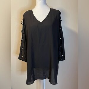 Cure Women’s 3/4 Sleeve With Beaded Details Light Weight Top Size 3XL